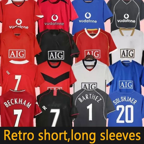 Jerseys de futebol retrô Ronaldo Rooney Giggs Nani 2006 2007 2008 Home Away Scholes Tevez Berbatov Vidic Vintage Classic Football Shirs