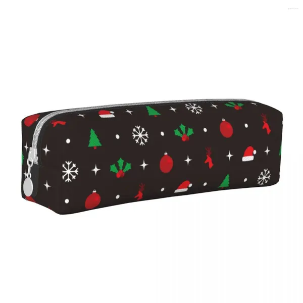 Feliz natal lápis casos moda ano bonito floco de neve caneta caixa sacos crianças grande armazenamento material escolar presentes lápis