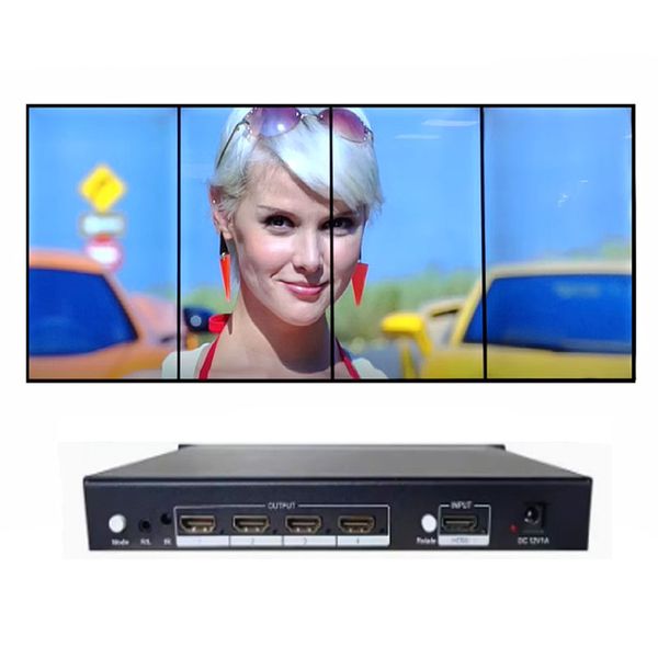 Controlador de parede de vídeo com tela Vertiacl 1080P monitor 1X4 1X3 1X2 HDMI splicer com controle remoto
