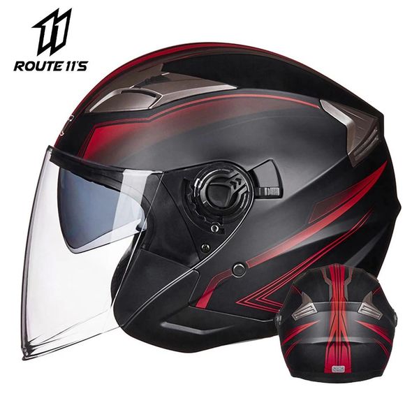 Helme GXT Motorradhelm Halbgesicht ABS Motorrad Helm Elektrische Sicherheit Doppellinsenhelm Moto Casque für Frauen/Männer Casco Moto #