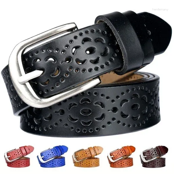 Cinture Cintura in pelle di mucca da donna retrò con fibbie ad ardiglione scavate per il tempo libero Cinturon Jeans Cintura da donna