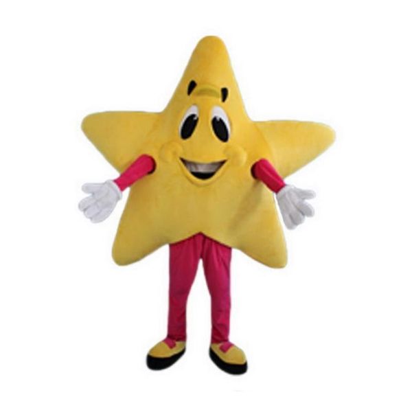 Simulação amarelo estrela de cinco pontas mascote traje halloween natal fantasia vestido de festa dos desenhos animados personagem terno carnaval unisex ad280u