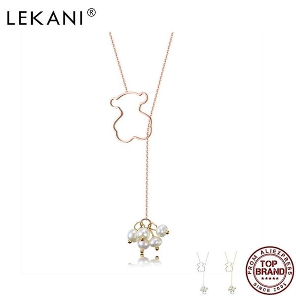 Lekani pingente colares para mulheres bonito urso concha pérola design menina colar de cobre presentes de aniversário jóias finas 210701231n