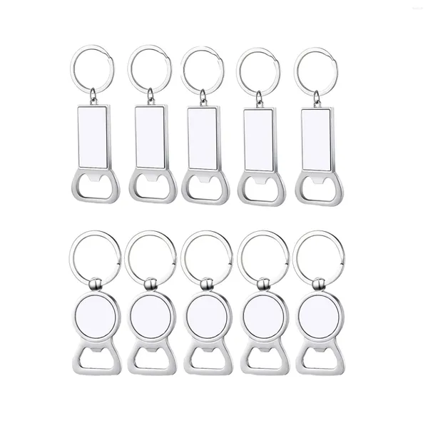 Tigelas 10 Pcs Sublimação Em Branco Chaveiros Abridor de Garrafa de Metal Chaveiro Chaveiro de Transferência de Calor de Alumínio