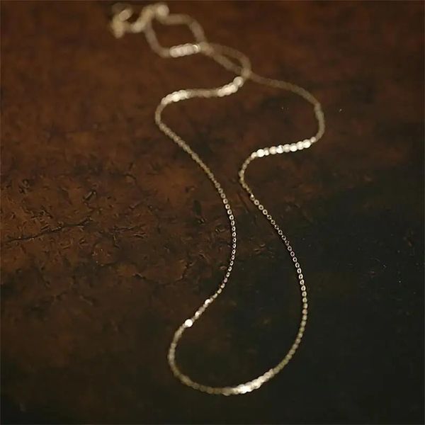 Goldtutu genuíno 14k colar de ouro sólido mínimo estilo simples corrente de pescoço joias finas real au585 para mulheres menina kj159 240115