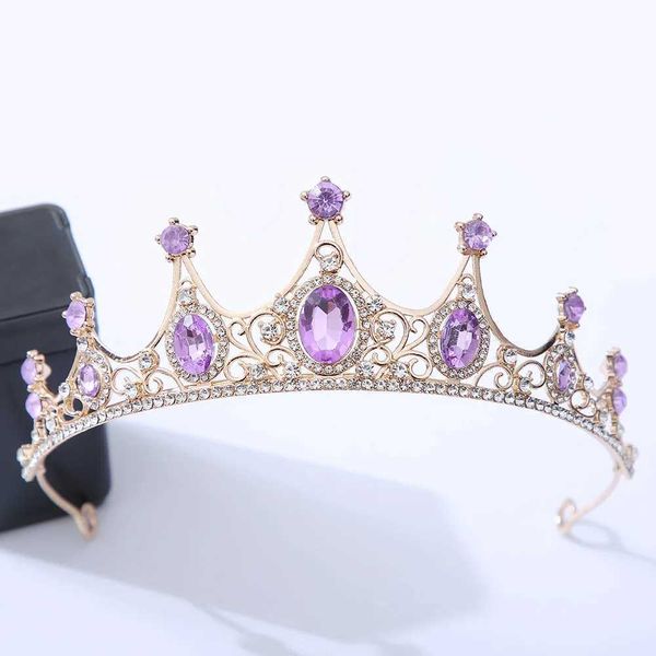 Tiaras diezi luxo elegante roxo rosa vermelho cristal coroa acessórios para o cabelo tiara feminino festa strass coroa de noiva nova jóias de cabelo