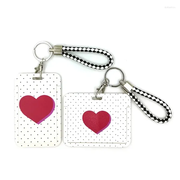 Portachiavi Cuore rosa Amore Chiave Cordino Portachiavi per auto Carta d'identità Pass Palestra Cellulare Badge Porta anelli per bambini Decorazioni per gioielli