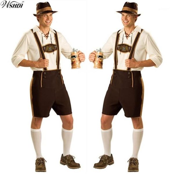 Costume Oktoberfest Lederhosen Bavarese Octoberfest Festival tedesco Birra Halloween per uomo Costumi birra Taglie forti M L XL 2XL1218A