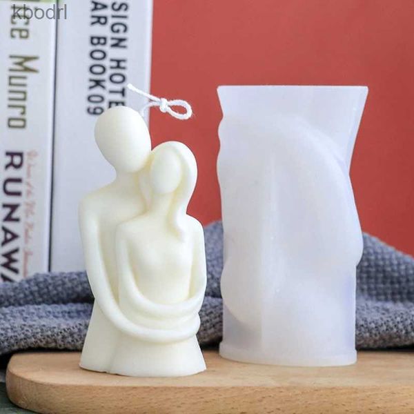 Ferramentas de artesanato Doce 3D Casal Romântico Retrato Amantes Silicone Vela Molde Escultura Arte Aromaterapia Gesso Decoração de Casa Molde Presente de Casamento YQ240115