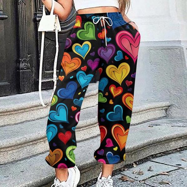 Pantaloni da donna San Valentino Donna Stampa Fondo Pantaloni sportivi Tasche Vita alta Sportiva Palestra Regalo per gli amanti Coppia vestiti