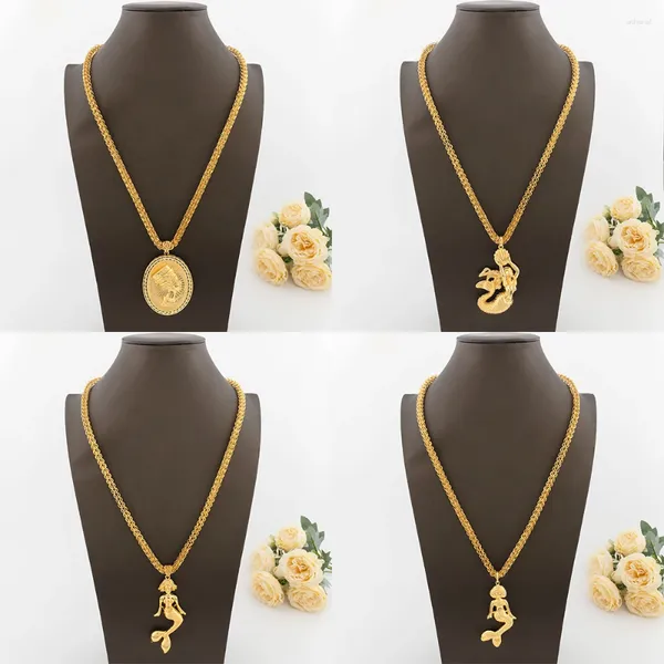 Colares de pingente 4 conjuntos banhado a ouro padrão animal de cobre 80cm colar para mulheres homens atacado moda jóias uso diário aniversário