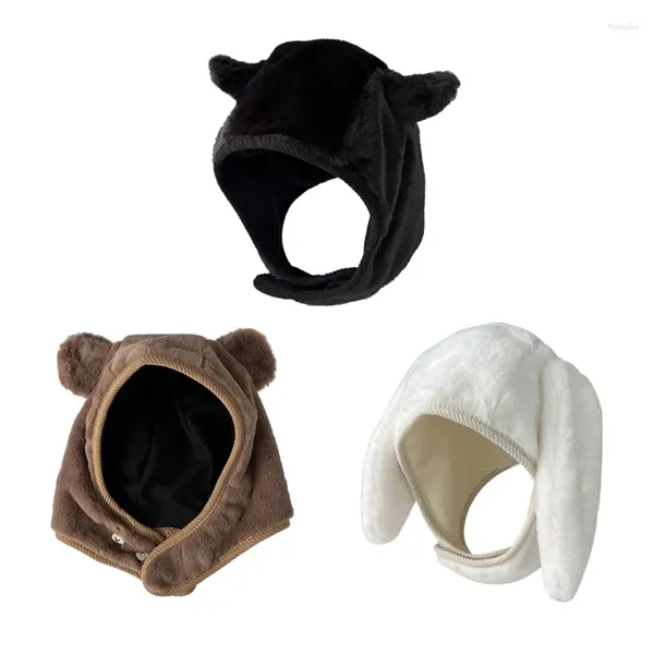 Berets Trendy Y2K Bear Ear Hat Scarf Beanie com fivela magnética para um exclusivo