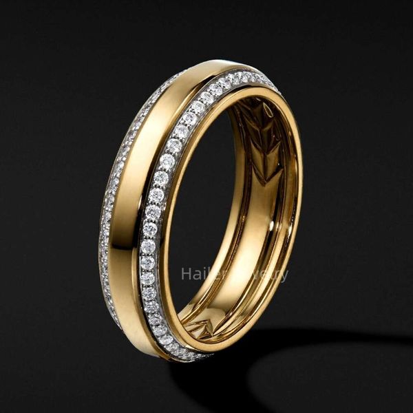Hailer Joyas 10K 14K Duas fileiras masculinas Moissanite Hip Hop Stone designs de anel de ouro para homens