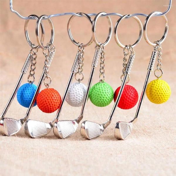 Chaveiros 6 cores mini golfe chaveiro para homens mulheres esporte metal chaveiro mochila pingente atleta jogo clube lembrança presente criativo