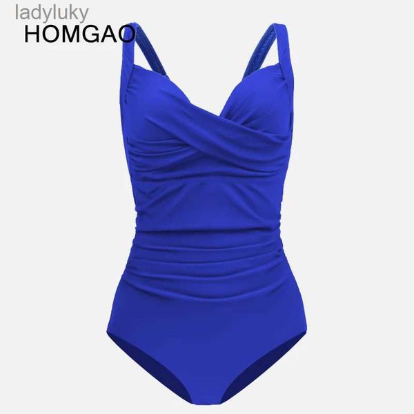 Swim Wear HOMGAO Push Up One Piece Swimsuit para Mulheres Sexy Controle de Barriga Swimwear Beach Wear 2023 Verão Maiôs XL-4XL MonokiniL240115