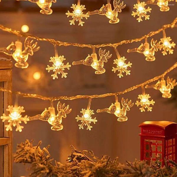 Decorações de Natal Floco de neve LED String Light Garland para casa 2024 Navidad Xmas Tree Decor Gift Ano