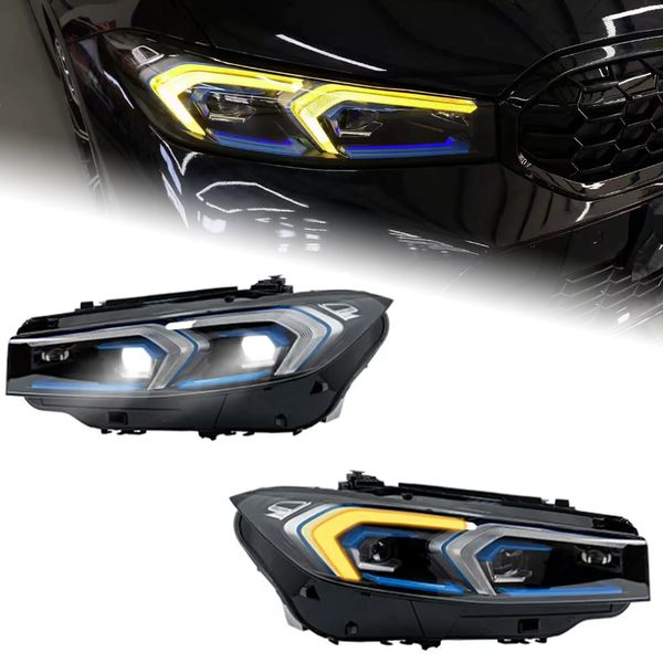 Luci auto Per BMW serie 3 G20 G28 20 19-2023 320i LED Auto Faro di Montaggio Aggiornamento Blu Sopracciglio Matrix Fari Laser