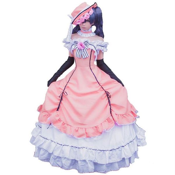 Anime Black Butler Ciel Phantomhive Cosplay Donna Abito da ballo medievale vittoriano Costume228w