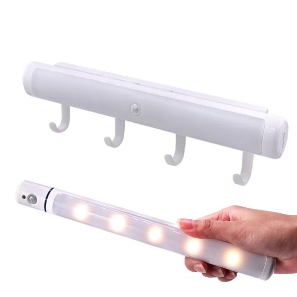 Hareket Sensörü LED Dolap Açık Beyaz Sıcak Beyaz USB Çıkarılabilir Kancalar Duvar Banyo Koridor Merdiveni için Kapalı Işık LL
