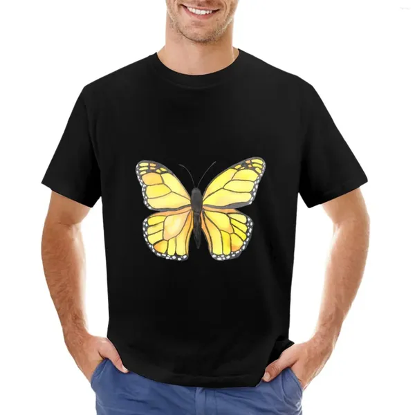 Herren Polos gelbe Schmetterling T-Shirt Schwarz T-Shirt Anime T-Shirts für Männer