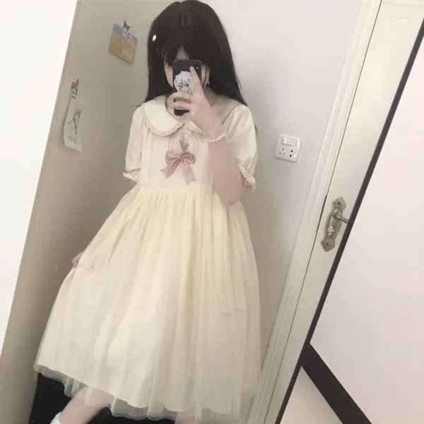 Abiti da festa Deeptown Kawaii Cute Baby Doll Lolita Dress Donna Stile giapponese Dolce maglia Tunica a maniche corte in un pezzo Mini principessa