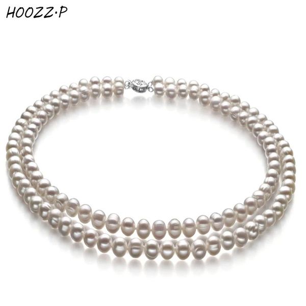 Collane Hoozz.p Neazzurro girocollo perla vera collana bianca naturale naturale in acqua dolce cturata double collana per donne regalo perla 67mm a