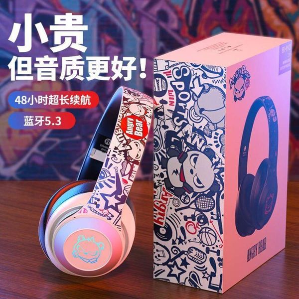 Yeni BH10 Graffiti Bear Kablosuz Bluetooth kulaklık, eSpor oyunları için ağır bas, erkek ve kız öğrenciler, ekstra uzun menzilli