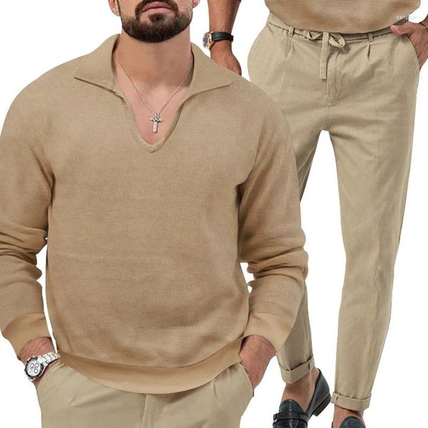 Tute da uomo Set di pantaloni da uomo di alta qualità Abbastanza casual Nessuno Completo maschile quotidiano in poliestere preferito