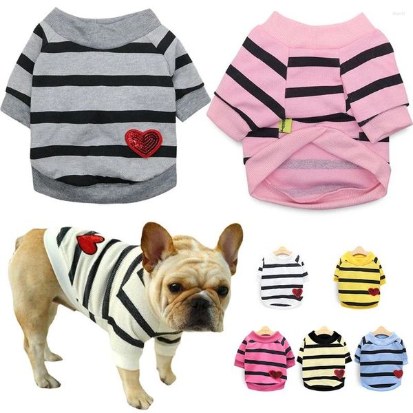 Hundebekleidung, gestreiftes T-Shirt, Baumwolle, lässig, für Katzen, Welpen, Weste, bequem, atmungsaktiv, für kleine Hunde, Pullover, Hoodies, Haustierkleidung, Chihuahua-Mantel