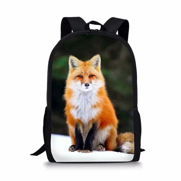 Taschen Niedlicher Tier-3D-Fuchs-Muster-Rucksack für Jungen und Mädchen, Kinder-Schultasche, Studenten-Büchertasche, Laptop-Tasche, Teenager, täglicher Freizeit-Rucksack