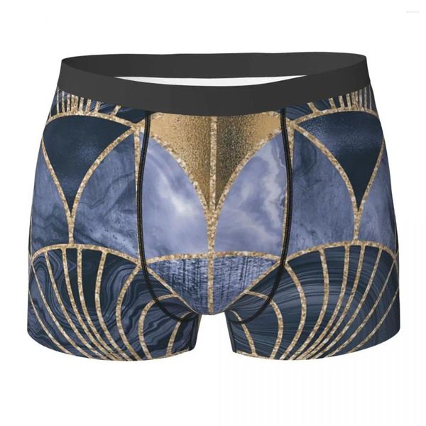 Cuecas boxer shorts arte deco rosa ouro azul calcinha homens roupa interior confortável para homme homem namorado presentes