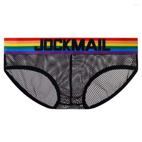 Onderbroek JOCKMAIL Mannen Slips Ondergoed Katoen Sexy Ademend Mesh Transparante Heren Shorts Cueca Homo Mannelijke Slipje