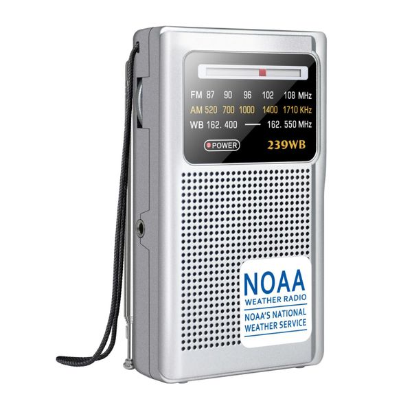 Radio NOAA Radio meteorologica Radio portatile con transistor AM/FM alimentata da 2 batterie AA per uragano di emergenza Correre a casa
