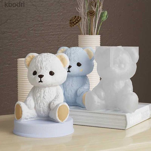 Bastelwerkzeuge DIY Teddybär Kerze Silikonform 3D sitzender Bär Seife Harz Gipsform Eiswürfelform Kaltgetränk Eisbär Silikonform YQ240115