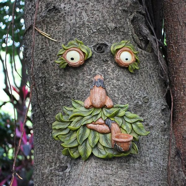 Árvore rosto decoração casca fantasma rosto características decoração adereços luminosa decoração do jardim ao ar livre páscoa decoracion 240113