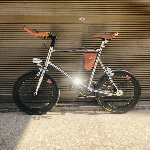 Сумки, 20-дюймовый велосипед, односкоростной винтажный велосипед, стальная рама, мини-колесо с легкой кожаной сумкой, ретро-запчасти для езды на велосипеде, Fixie