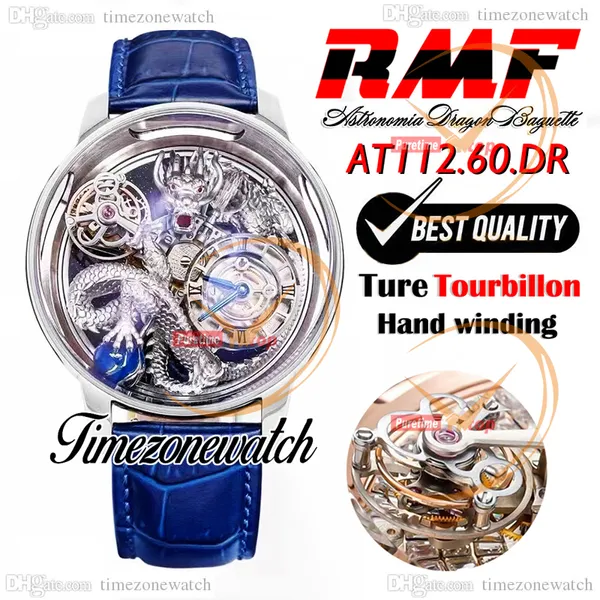 RMF AT112.31.DR Astronomia Tourbillon Механические мужские часы 3D Art Черный дракон Небесное тело Циферблат из кожи аллигатора Ремешок из кожи Super Edition Timezonewatch A06B