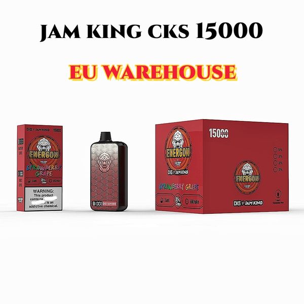 Armazém da UE vape descartável 15000 puff Jam King CKS puff 15k 24ml 12 sabores Tela de exibição Bobina de malha Caneta de bateria recarregável 650mah fábrica vape china vaper 15000