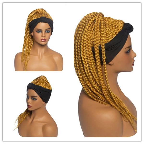 Peruca de cabeça feminina, trança suja, trançada africana, cabelo de cavalinha, três fios, capa de cabeça, fibra química 240115