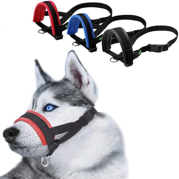 Weicher Nylon-Hundemaulkorb, Anti-Bell-Training, Haustier-Mundmaske, Geschirr für kleine und große Hunde, verhindert das Beißen, verstellbare Schlaufe 240115