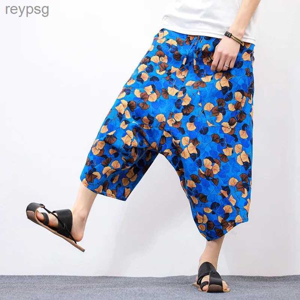 Pantaloni da uomo Pantaloni da uomo in cotone soffice croce sciolta stile indiano Cavallo boemo stampa vitello hip-hop Coreano abbigliamento da strada lanterne harem YQ240115