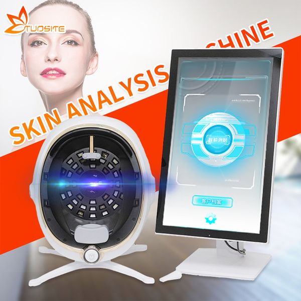 Diagnóstico de pele AI analisar clínica de beleza facial máquina analisadora de pele facial 2024 Tecnologia de reconhecimento facial AI pixels HD com relatório de teste de umidade