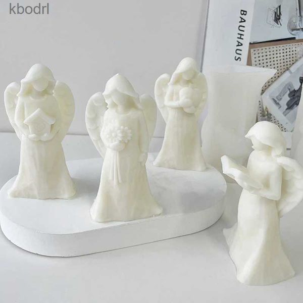 Strumenti artigianali Carino Lettura Angelo Stampo in gesso in silicone Ali 3D Ragazza Statua Cemento Cemento Artigianato Resina Strumenti per la creazione di cristalli Decorazioni per la casa Regalo YQ240115