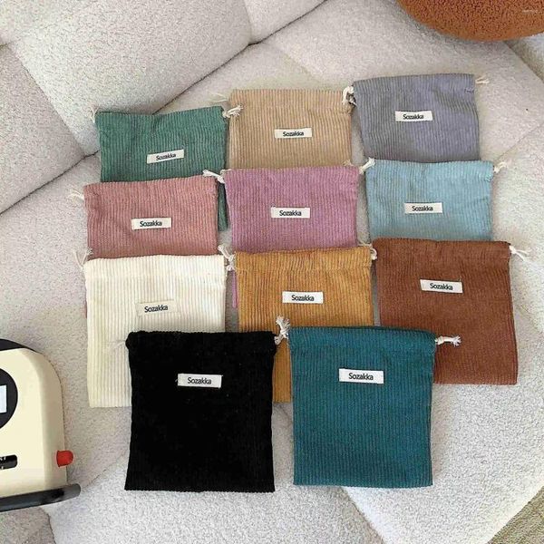 Sacos de compras Corduroy Cosméticos Batom Armazenamento Cordão de Alta Qualidade Pacote de Presente de Natal Pequena Bolsa Organizador de Doces