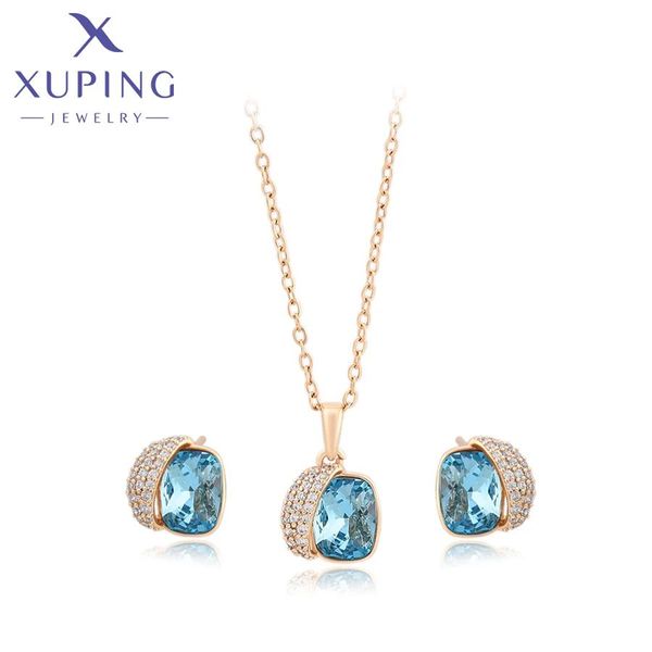 Ожерелья Xuping, ювелирные изделия, новый дизайн, набор кристаллов, золотой цвет, смешанное ожерелье, серьги для женщин и девочек, Рождественский подарок A00734227
