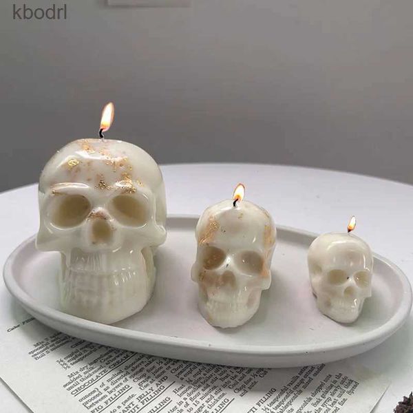 Strumenti artigianali 3D Teschio Candela Stampo in silicone Halloween Fai da te fatto a mano Stampo in resina epossidica Ornamento da tavolo Decorativo Gesso Morbido Strumento di argilla YQ240115