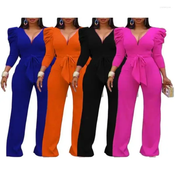 Abbigliamento etnico 2024 Abiti estivi africani per donna Manica lunga scollo a V Blu Nero Arancione Tuta da sera Dashiki