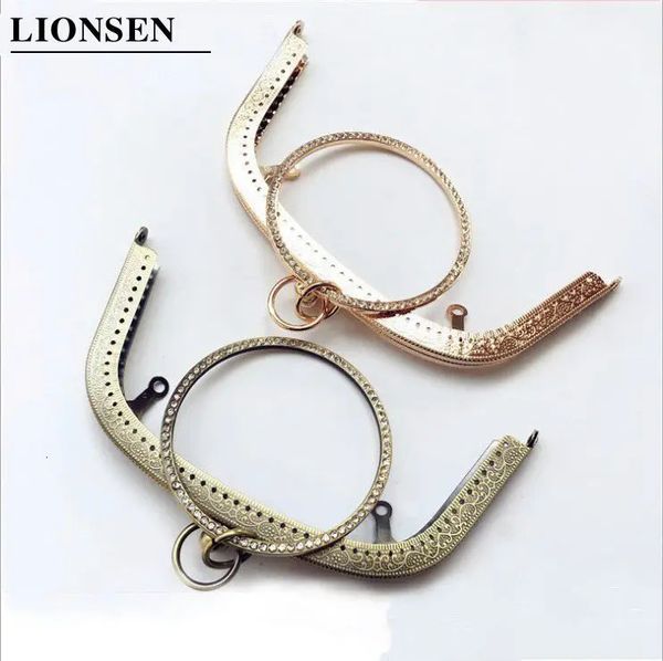 LIONSEN 1PCS 185CM Kristall Ring Metall Geldbörse Rahmen Griff Clutch Bag Zubehör DIY Kuss Schließe Schloss Prägung handtasche Hardware 240115