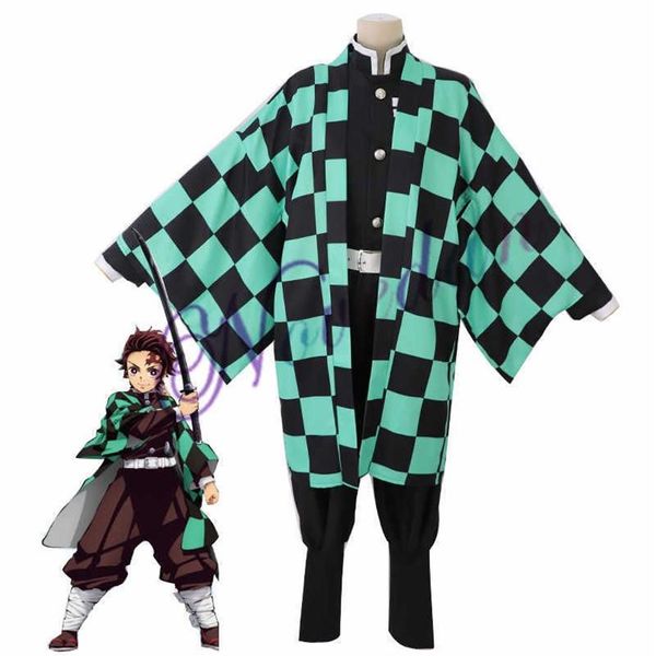 Anime traje demônio slayer cosplay tanjirou kamado cosplay traje kimetsu não yaiba masculino quimono traje de halloween y0903253p