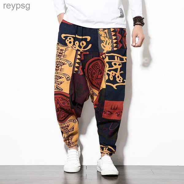 Pantaloni da uomo Gabbie di garza sciolte in stile cinese da uomo e da donna da jogging hip-hop casual ADT Fjaladdin fianchi larghi in cotone lino nuovo 2024 YQ240115